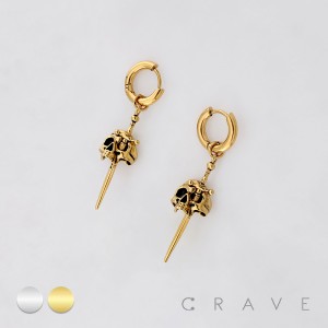 PAIR OF SKULL DAGGER PUNK GOTHIC 316L SURGICAL STEEL EARRING